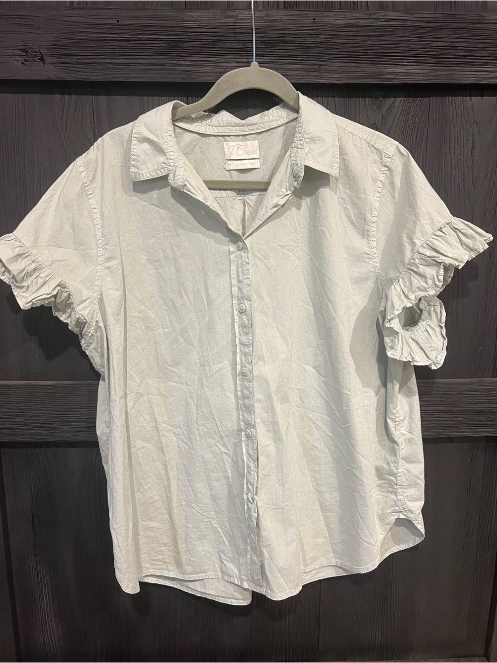 J.Crew Classic-Fit Lightweight Cotton Poplin Ruffle-Sleeve